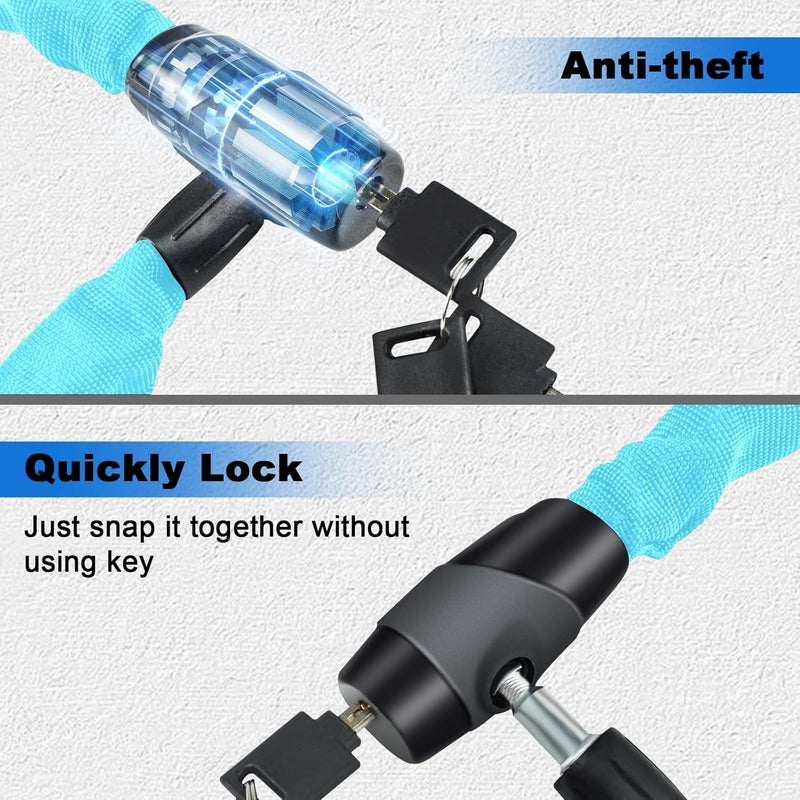 Weogine Bike Lock, Heavy Duty Anti-Theft 2.72 Ft Security Chain with 3 Keys, Waterproof for Bicycle,Scooter, Motorcycle, Door, Gate, Fence - Image 3